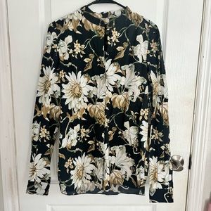 Oscar De La Renta Long Sleeve Floral Blouse
